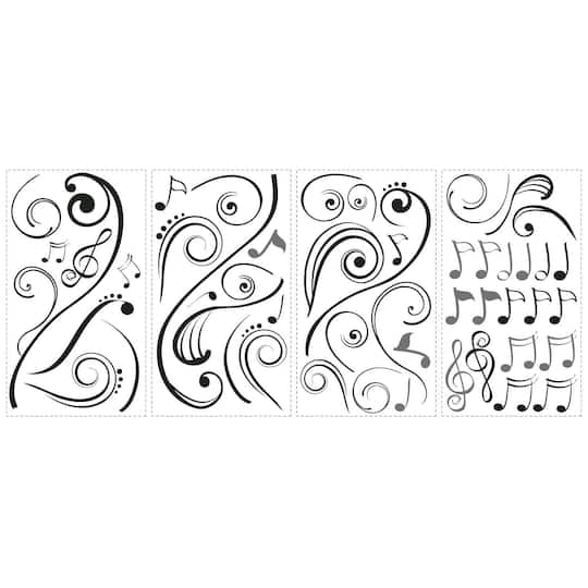 RoomMates Music Note Scroll Peel & Stick Wall Decals in Black | Michaels®